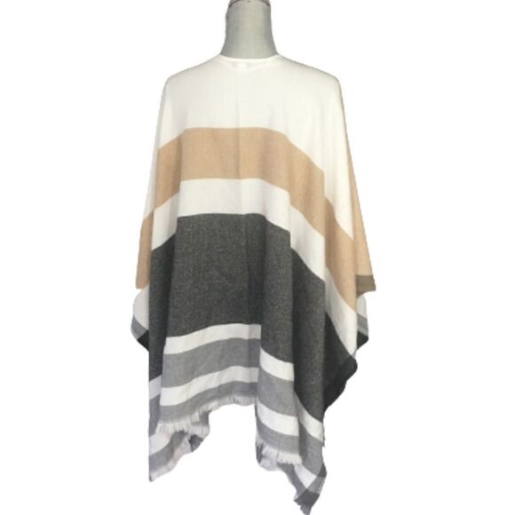 Apt. 9 Cream, Grey, and Tan Striped Shawl Size OS - Picture 2 of 3